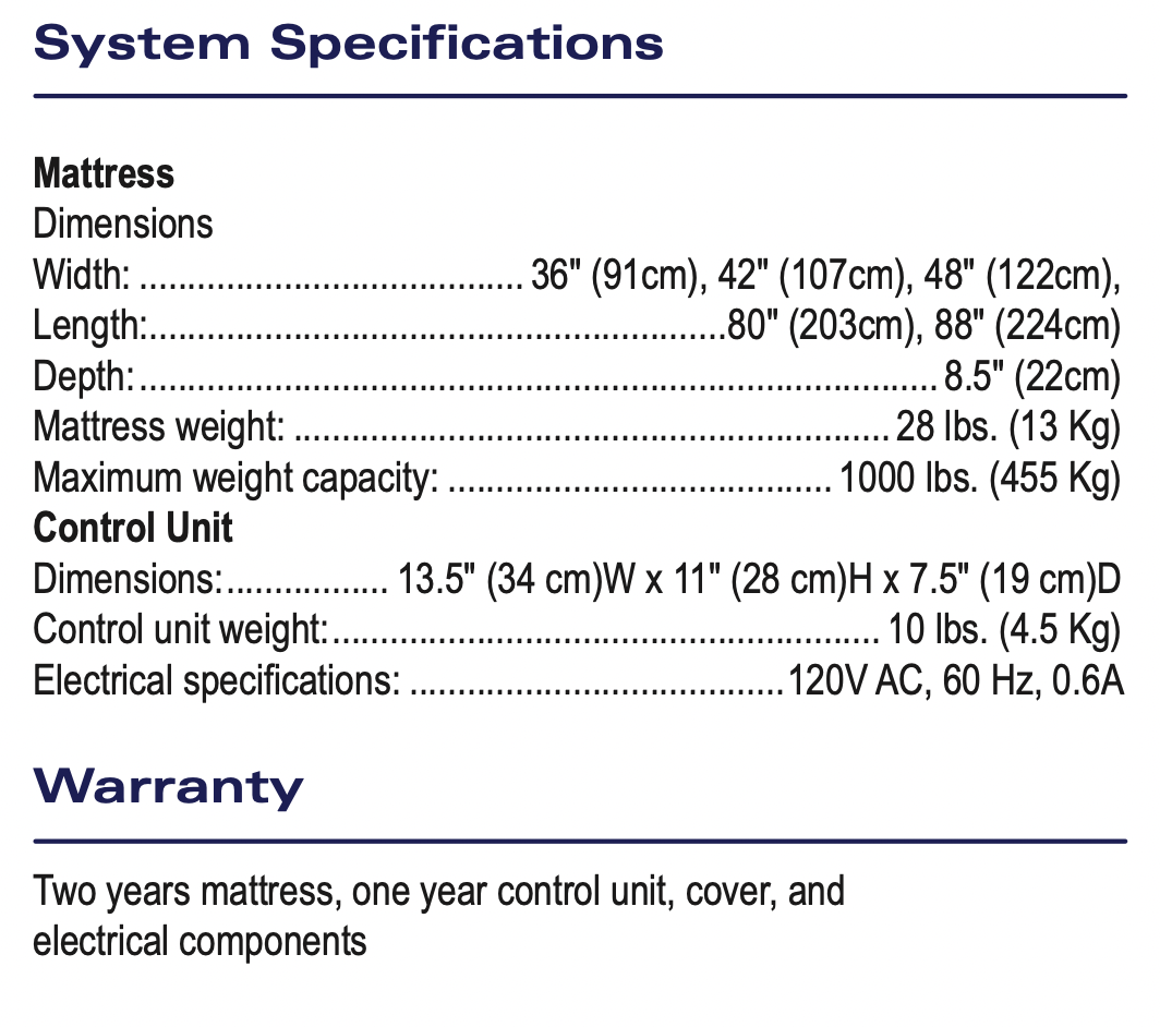 Joerns Healthcare Arise® 1000 EX Low Air Loss Mattress System