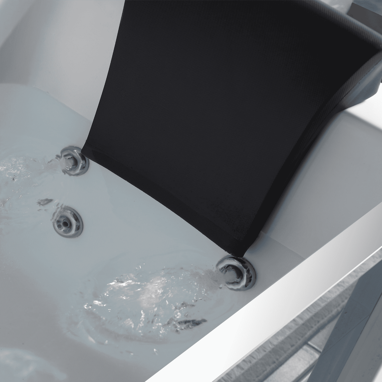 Empava-59JT408LED 59 in. Whirlpool Waterfall Faucet Bathtub With Chrome Fixture Installed