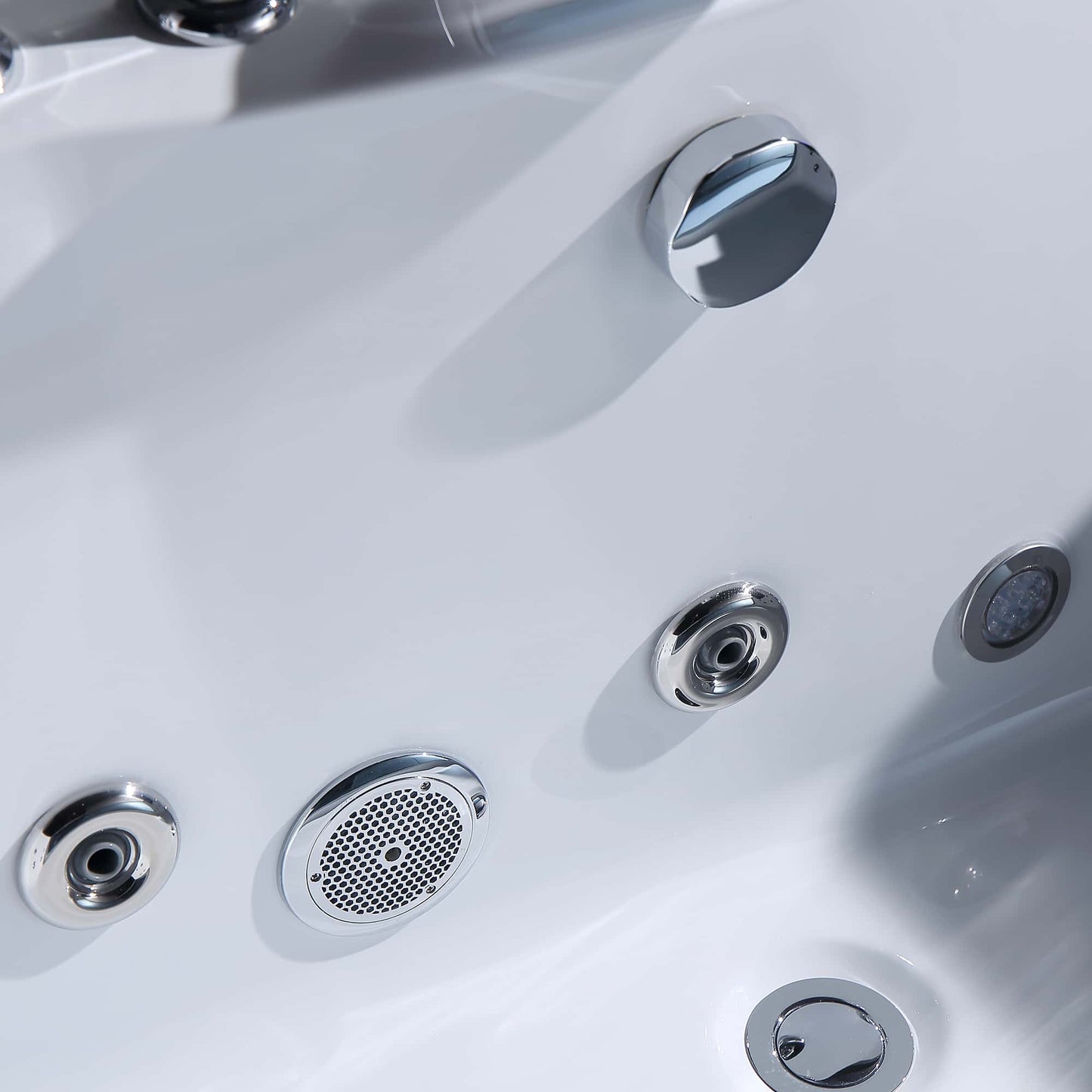 Empava-59JT408LED 59 in. Whirlpool Waterfall Faucet Bathtub With Chrome Fixture Installed