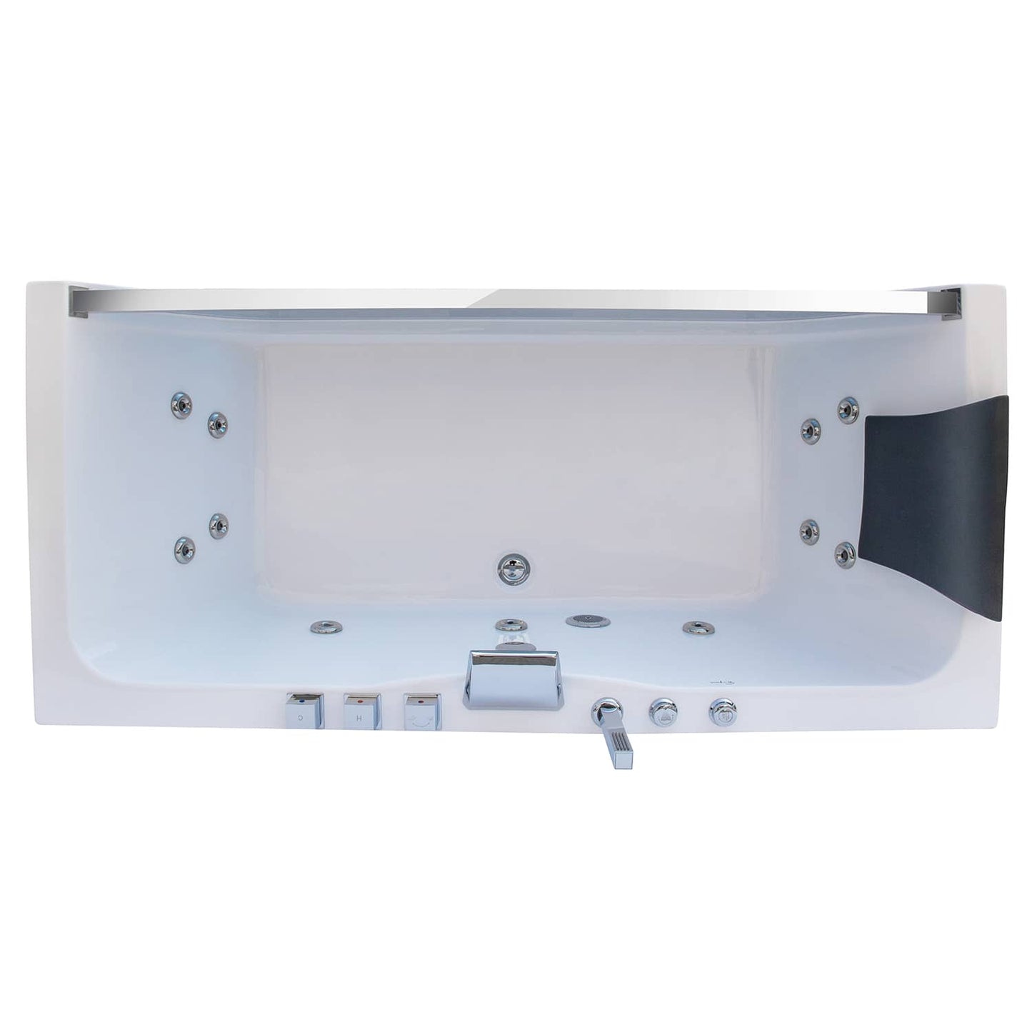 Empava-59JT408LED 59 in. Whirlpool Waterfall Faucet Bathtub With Chrome Fixture Installed