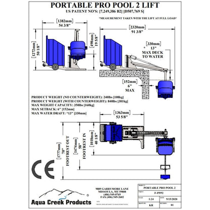 Aqua Creek Portable Pro 2 Pool Lift F-PPP2