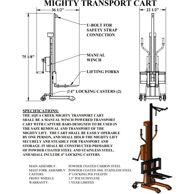 Aqua Creek Scout Lift Transport Cart F-MTTC