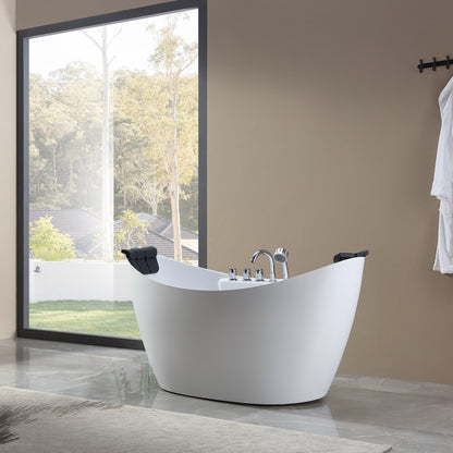 Empava-59AIS11 59 in. Whirlpool Freestanding Tub With Chrome Fixture Installed