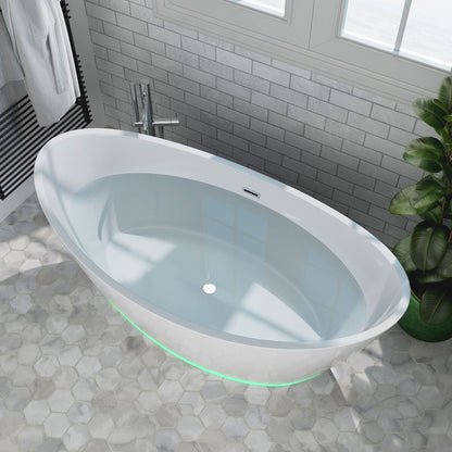 Empava-59FT1518LED 59 in. Soaking Freestanding Bathtub