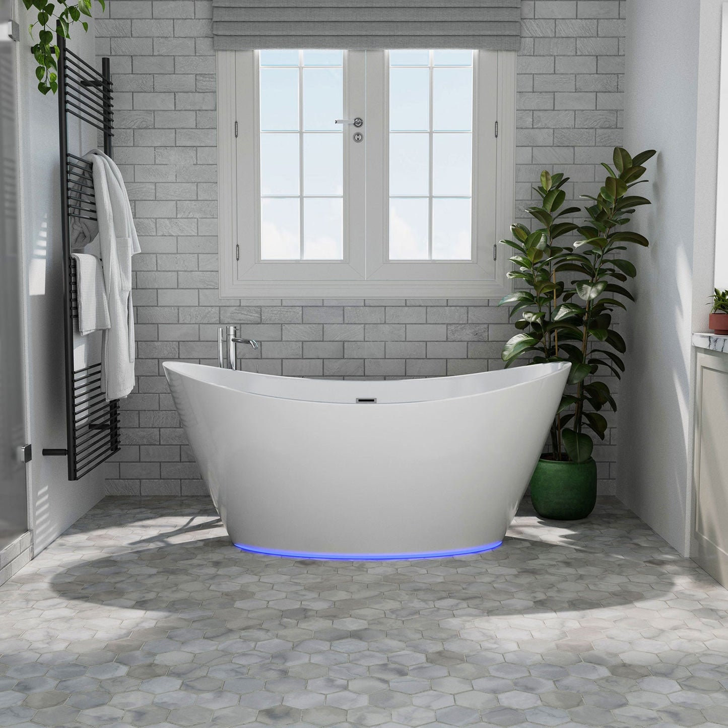 Empava-59FT1518LED 59 in. Soaking Freestanding Bathtub