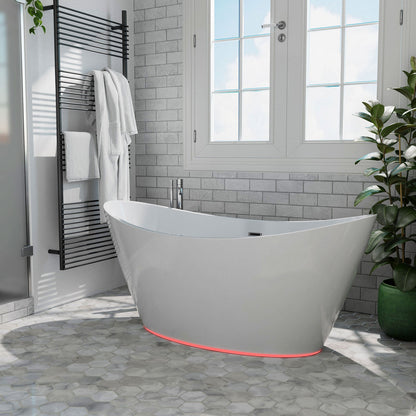 Empava-59FT1518LED 59 in. Soaking Freestanding Bathtub