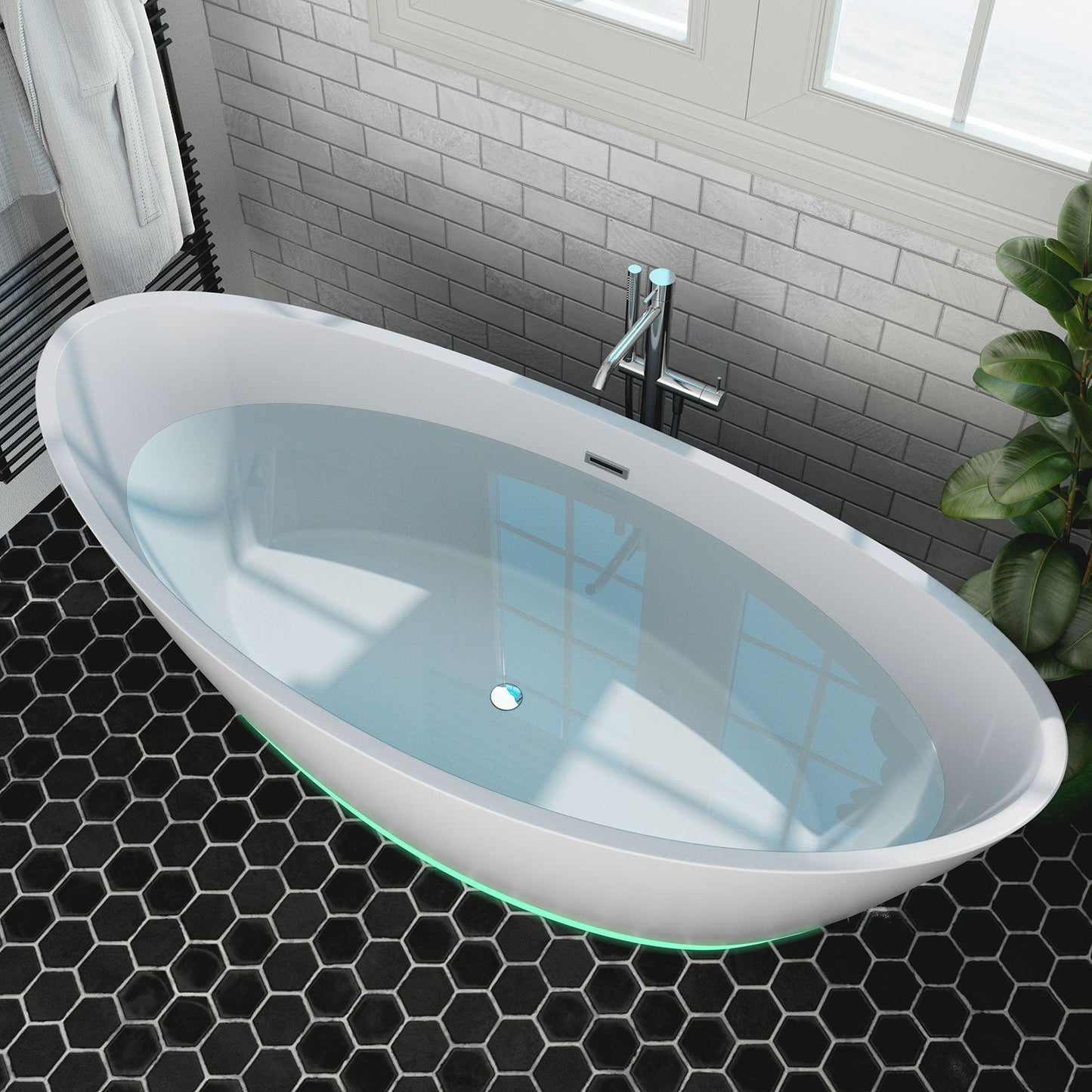 Empava-67FT1518LED 67 in. Soaking Freestanding Bathtub