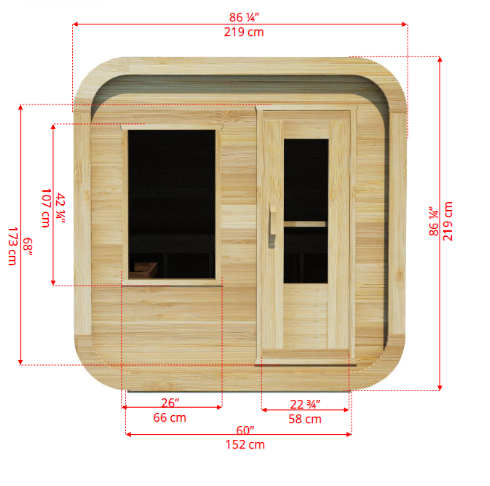 Leisurecraft 4 Person Luna Cube Sauna CTC22LU