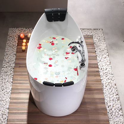 Empava-59AIS11 59 in. Whirlpool Freestanding Tub With Chrome Fixture Installed