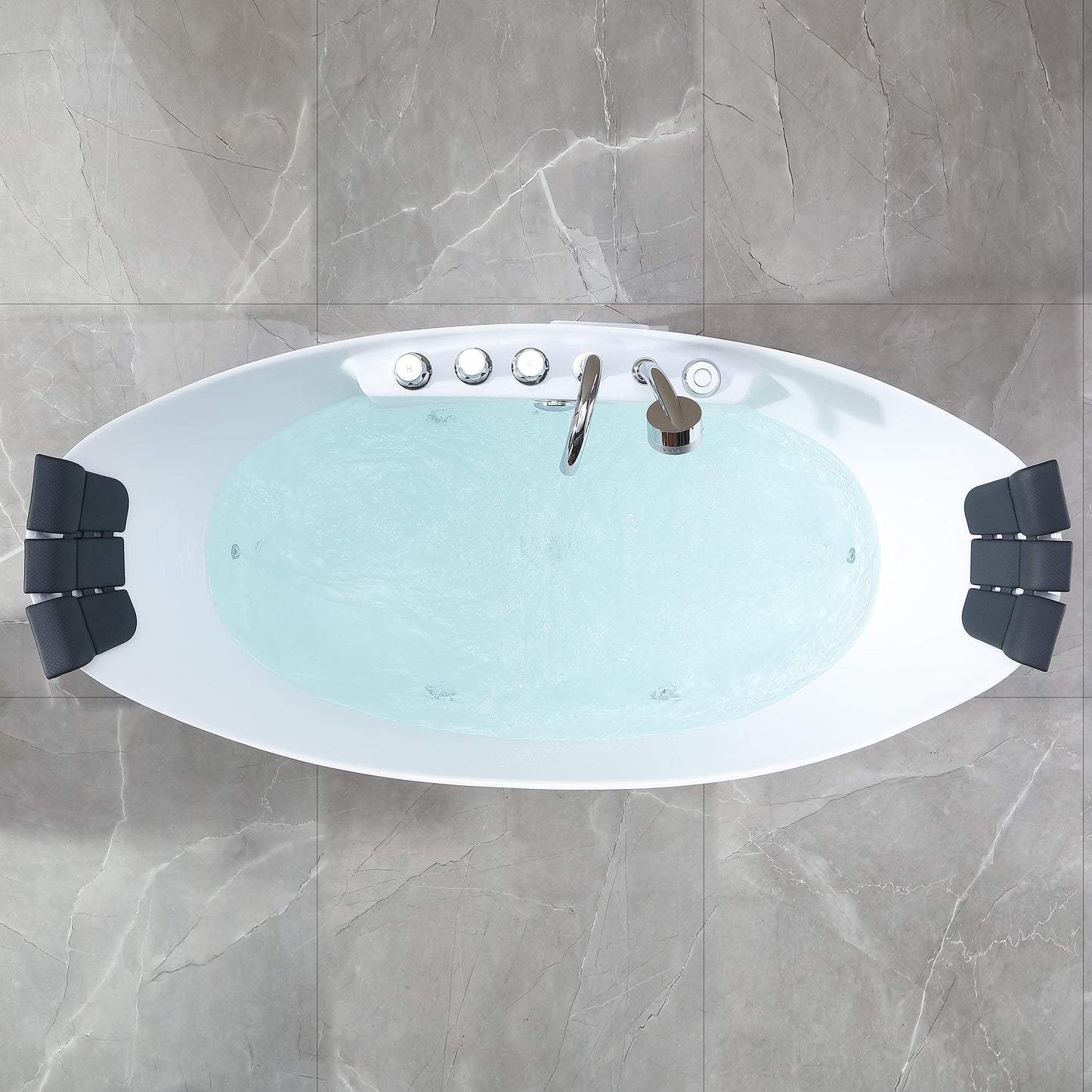 Empava-59AIS11 59 in. Whirlpool Freestanding Tub With Chrome Fixture Installed