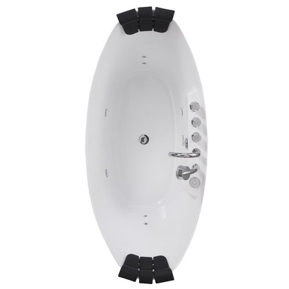 Empava-59AIS11 59 in. Whirlpool Freestanding Tub With Chrome Fixture Installed