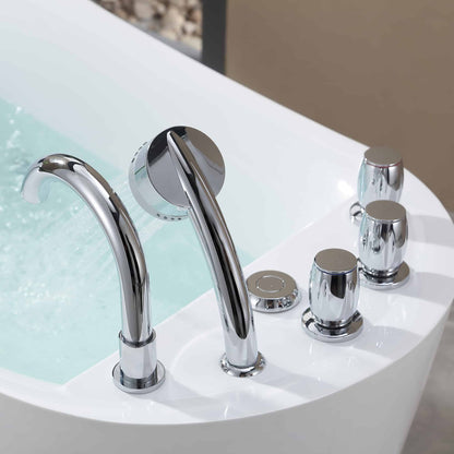 Empava-59AIS04 59 in. Oval Whirlpool Bathtub With Chrome Fixture Installed