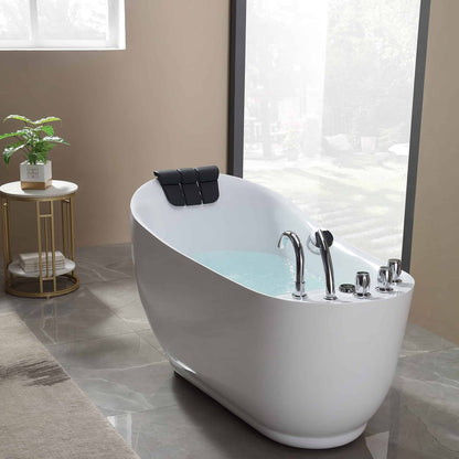 Empava-59AIS04 59 in. Oval Whirlpool Bathtub With Chrome Fixture Installed