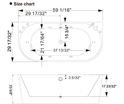 Empava-59AIS06 59 in. Whirlpool Alcove Bathtub With Chrome Fixture Installed