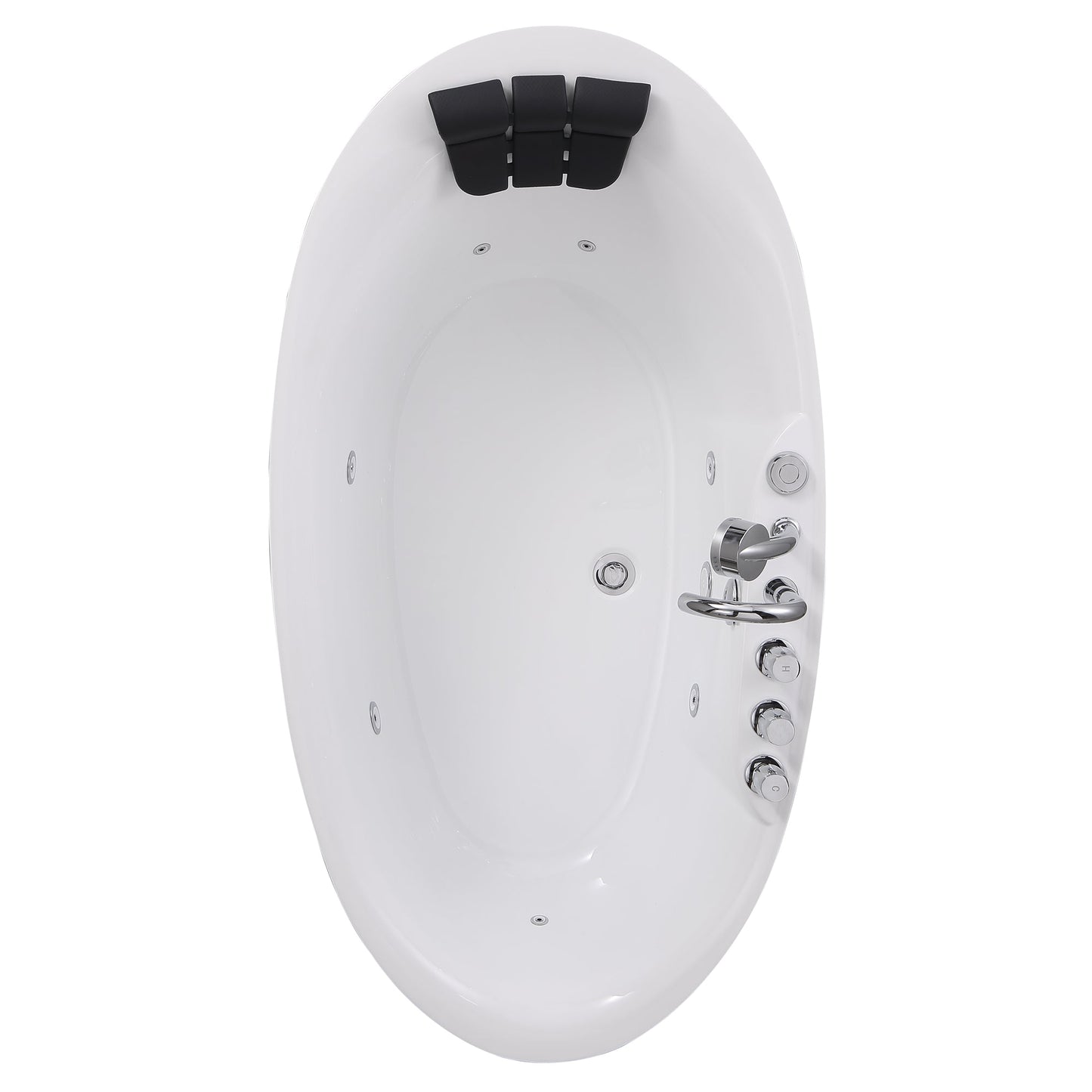 Empava-59AIS12 59 in. Whirlpool Freestanding Oval Tub With Chrome Fixture Installed