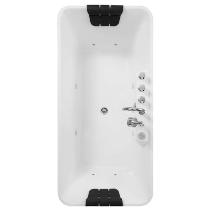 Empava-59AIS15 59 in. Freestanding Whirlpool Bathtub With Chrome Fixture Installed