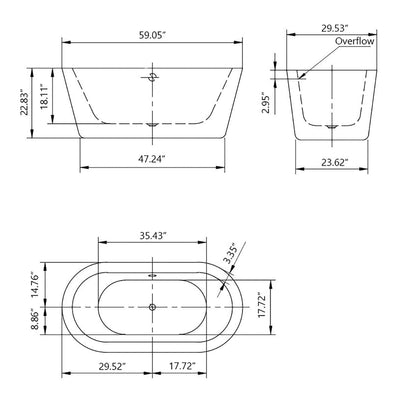 Empava-59FT1505 59 in. Soaking Freestanding Bathtub