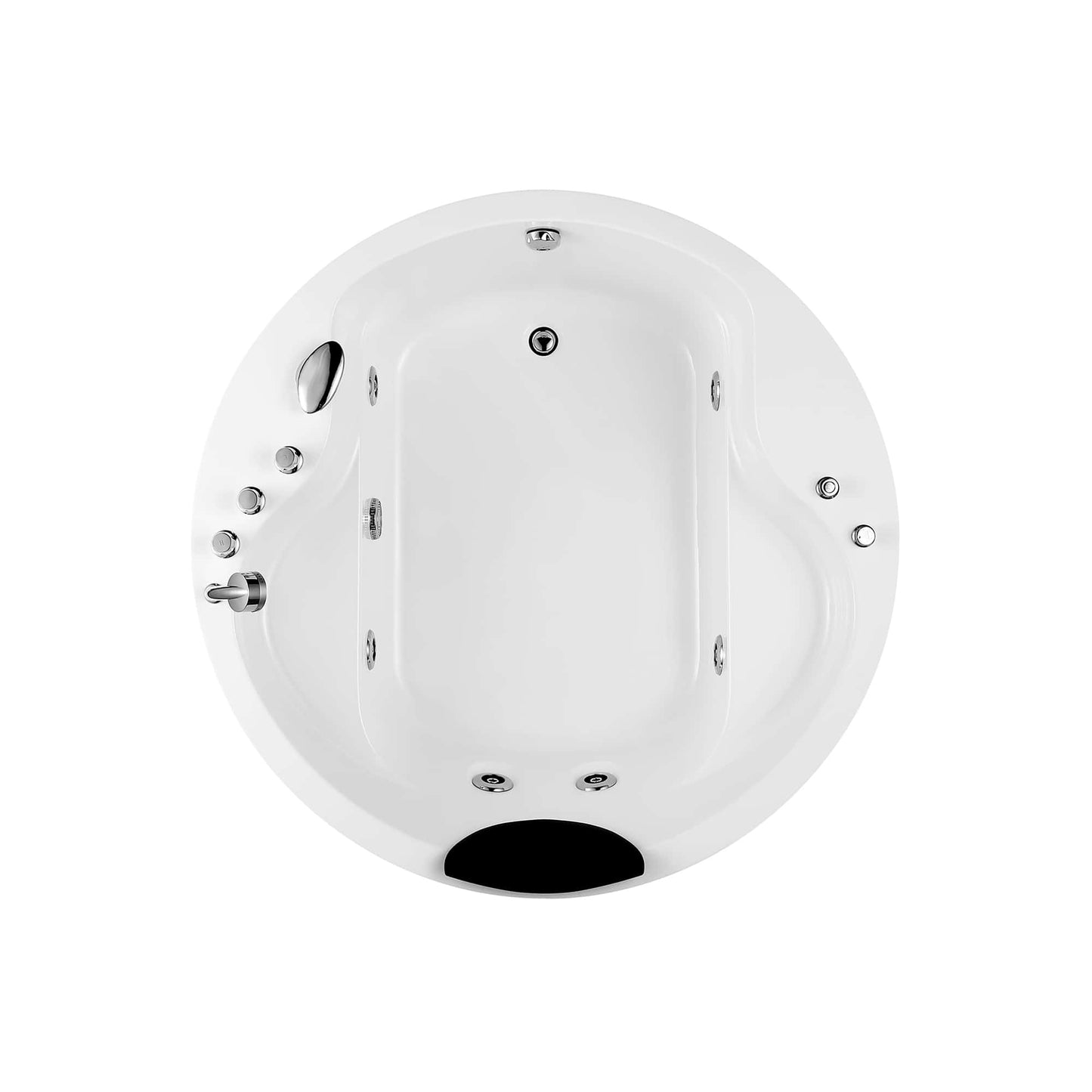 Empava-59JT005 59 in. Whirlpool Round Tub With Chrome Fixture Installed