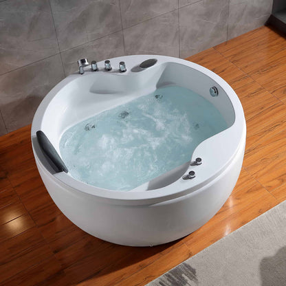 Empava-59JT005 59 in. Whirlpool Round Tub With Chrome Fixture Installed