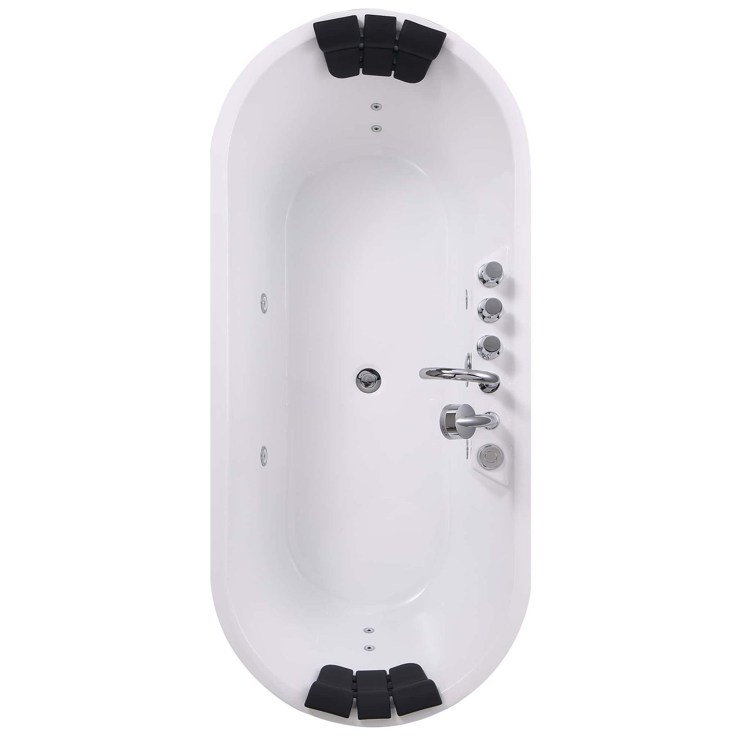 Empava-67AIS01 67 in. Whirlpool Freestanding Bathtub With Chrome Fixture Installed