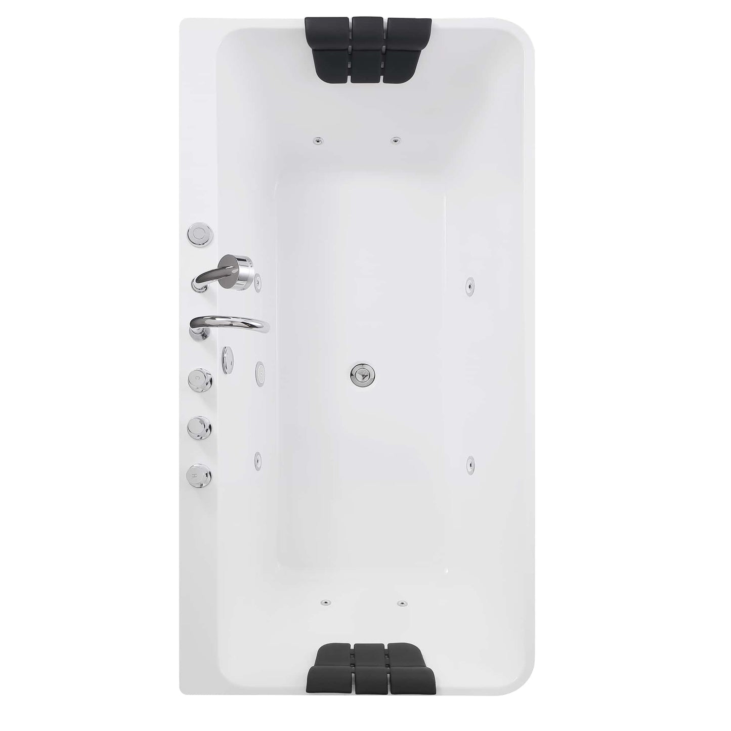 Empava-67AIS03 67 in. Whirlpool Freestanding Bathtub With Chrome Fixture Installed