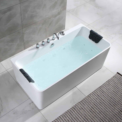 Empava-67AIS03 67 in. Whirlpool Freestanding Bathtub With Chrome Fixture Installed