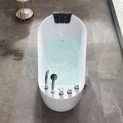 Empava-67AIS05 67 in. Whirlpool Freestanding Tub With Chrome Fixture Installed