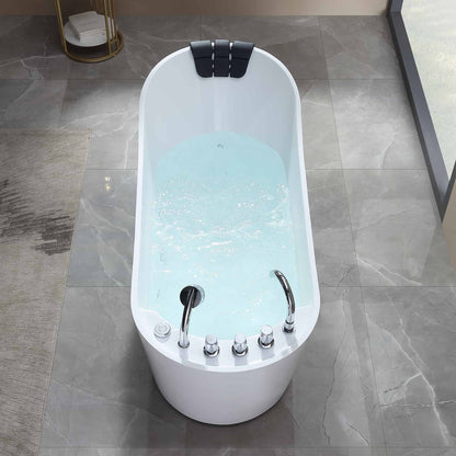 Empava-67AIS09 67 in. Whirlpool Freestanding Bathtub With Chrome Fixture Installed