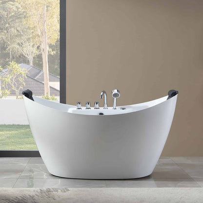 Empava-67AIS10 67 in. Whirlpool Freestanding Bathtub With Chrome Fixture Installed