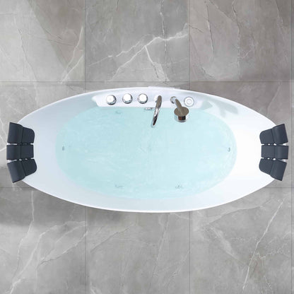 Empava-67AIS10 67 in. Whirlpool Freestanding Bathtub With Chrome Fixture Installed