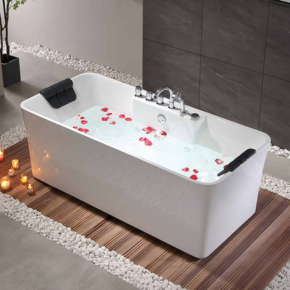 Empava-67AIS16 67 in. Freestanding Jetted Tub With Chrome Fixture Installed