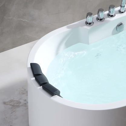 Empava-67AIS17 67 in. Freestanding Jetted Tub With Chrome Fixture Installed