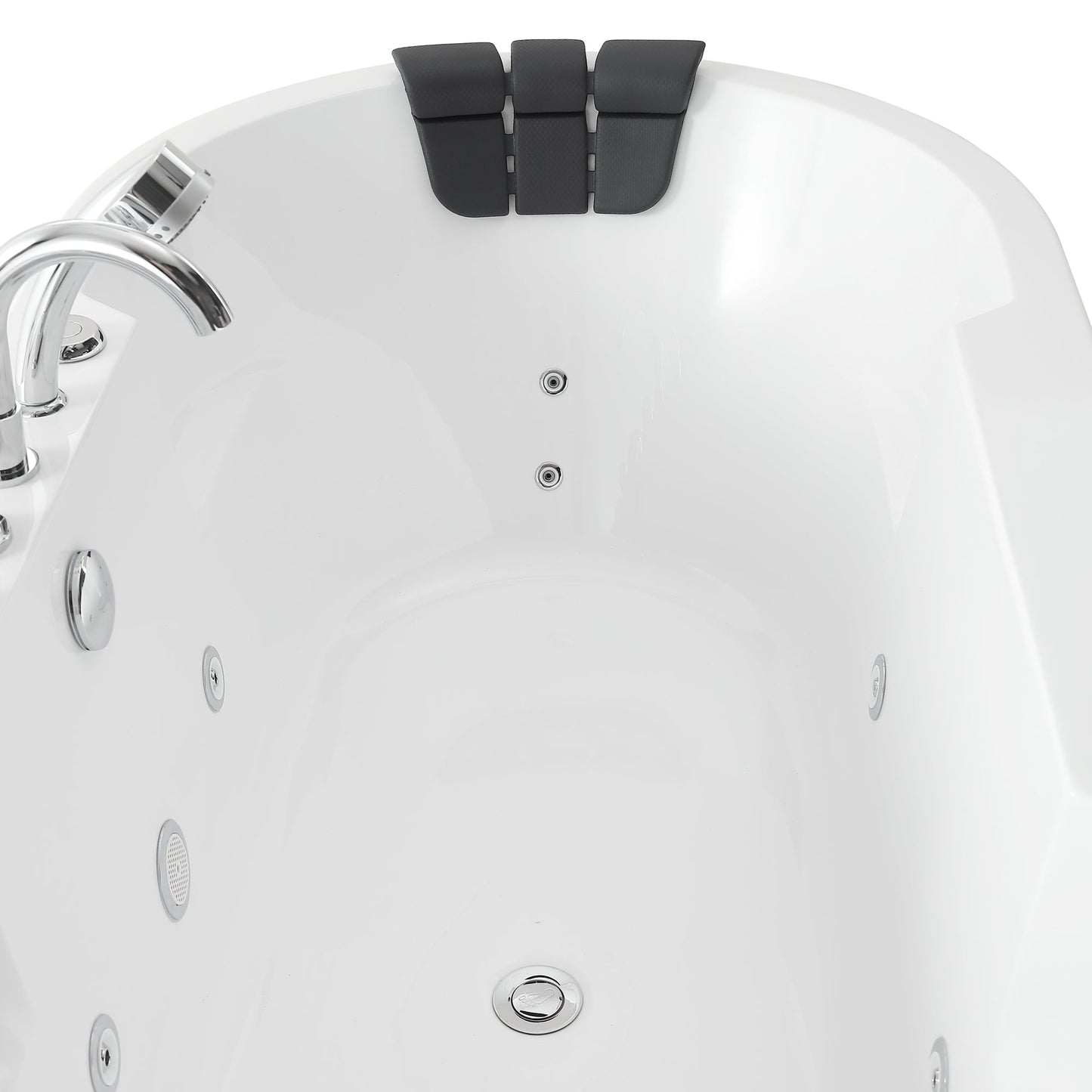 Empava-67AIS17 67 in. Freestanding Jetted Tub With Chrome Fixture Installed