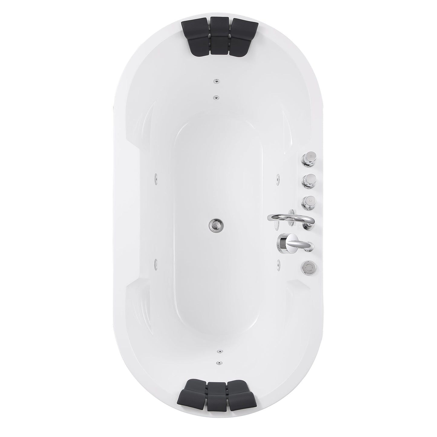 Empava-67AIS17 67 in. Freestanding Jetted Tub With Chrome Fixture Installed