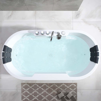 Empava-67AIS17 67 in. Freestanding Jetted Tub With Chrome Fixture Installed