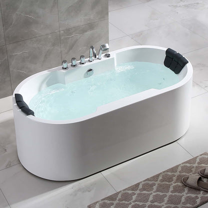 Empava-67AIS17 67 in. Freestanding Jetted Tub With Chrome Fixture Installed