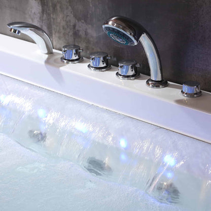 Empava 67JT351LED 67 in. Thermostatic Combination Massage Tub With Chrome Fixture Installed