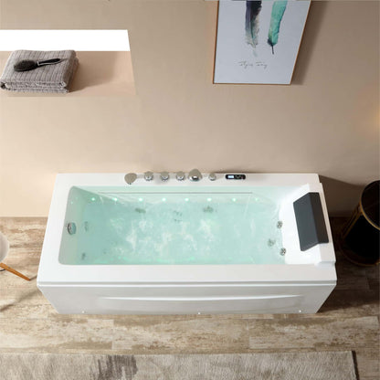 Empava 67JT351LED 67 in. Thermostatic Combination Massage Tub With Chrome Fixture Installed