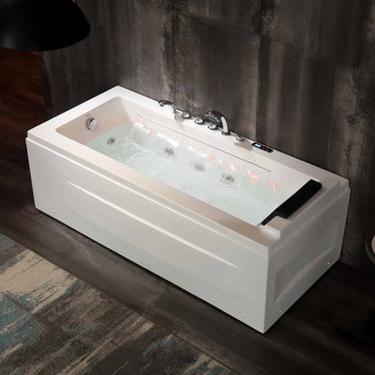 Empava 67JT351LED 67 in. Thermostatic Combination Massage Tub With Chrome Fixture Installed