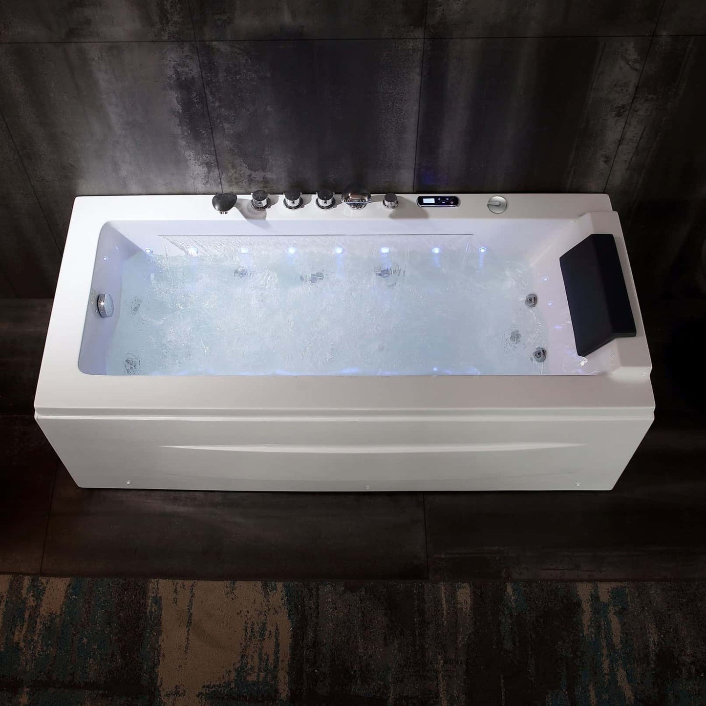 Empava 67JT351LED 67 in. Thermostatic Combination Massage Tub With Chrome Fixture Installed