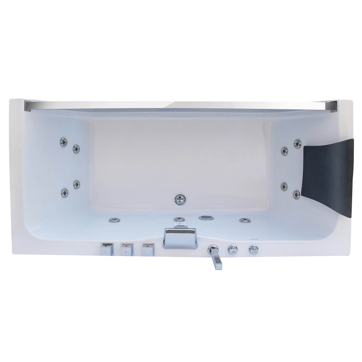 Empava-67JT408LED 67 in. Whirlpool Waterfall Faucet Bathtub With Chrome Fixture Installed