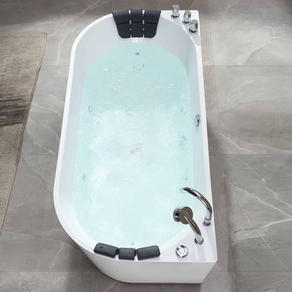 Empava-71AIS08 71 in. Whirlpool Alcove Bathtub With Chrome Fixture Installed