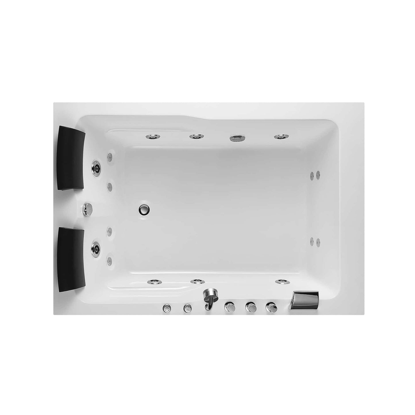 Empava- 71JT667B 71 in. Waterfall Faucet Whirlpool Tub With Chrome Fixture Installed