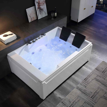 Empava-72JT367LED 72 in. 2-Person Hydromassage Tub With Chrome Fixture Installed