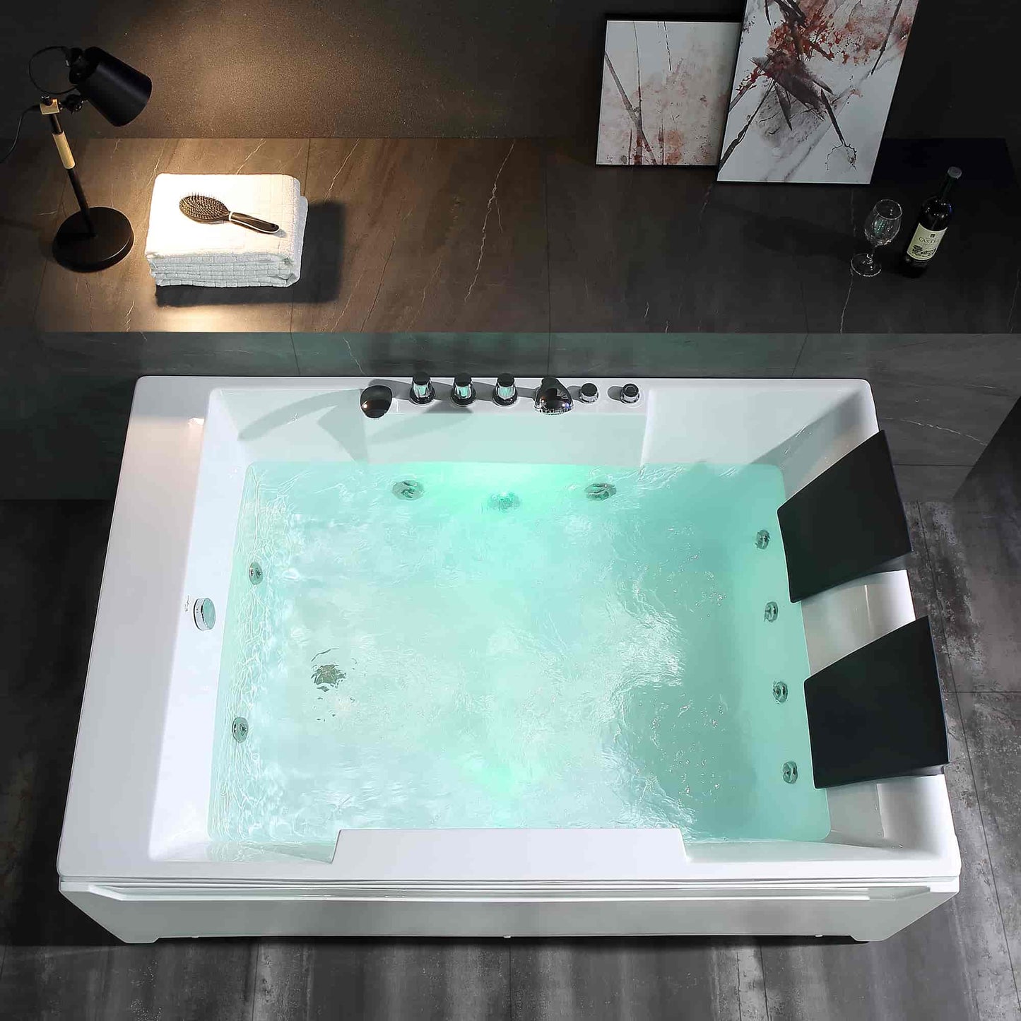 Empava-72JT367LED 72 in. 2-Person Hydromassage Tub With Chrome Fixture Installed