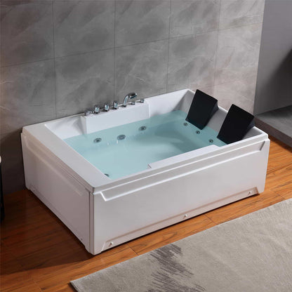 Empava-72JT367LED 72 in. 2-Person Hydromassage Tub With Chrome Fixture Installed