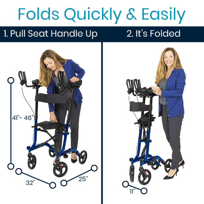 Vive Health Upright Rollator Walker with Foldable Transport Seat MOB1033