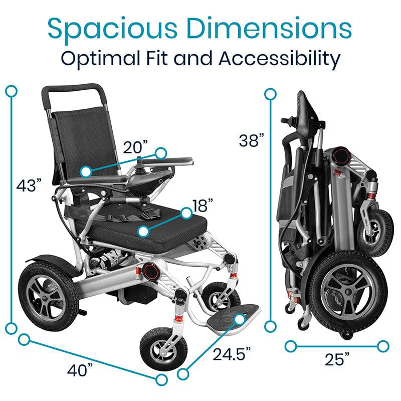 Vive Health Power Wheelchair Foldable Long Range Transport Aid MOB1029L