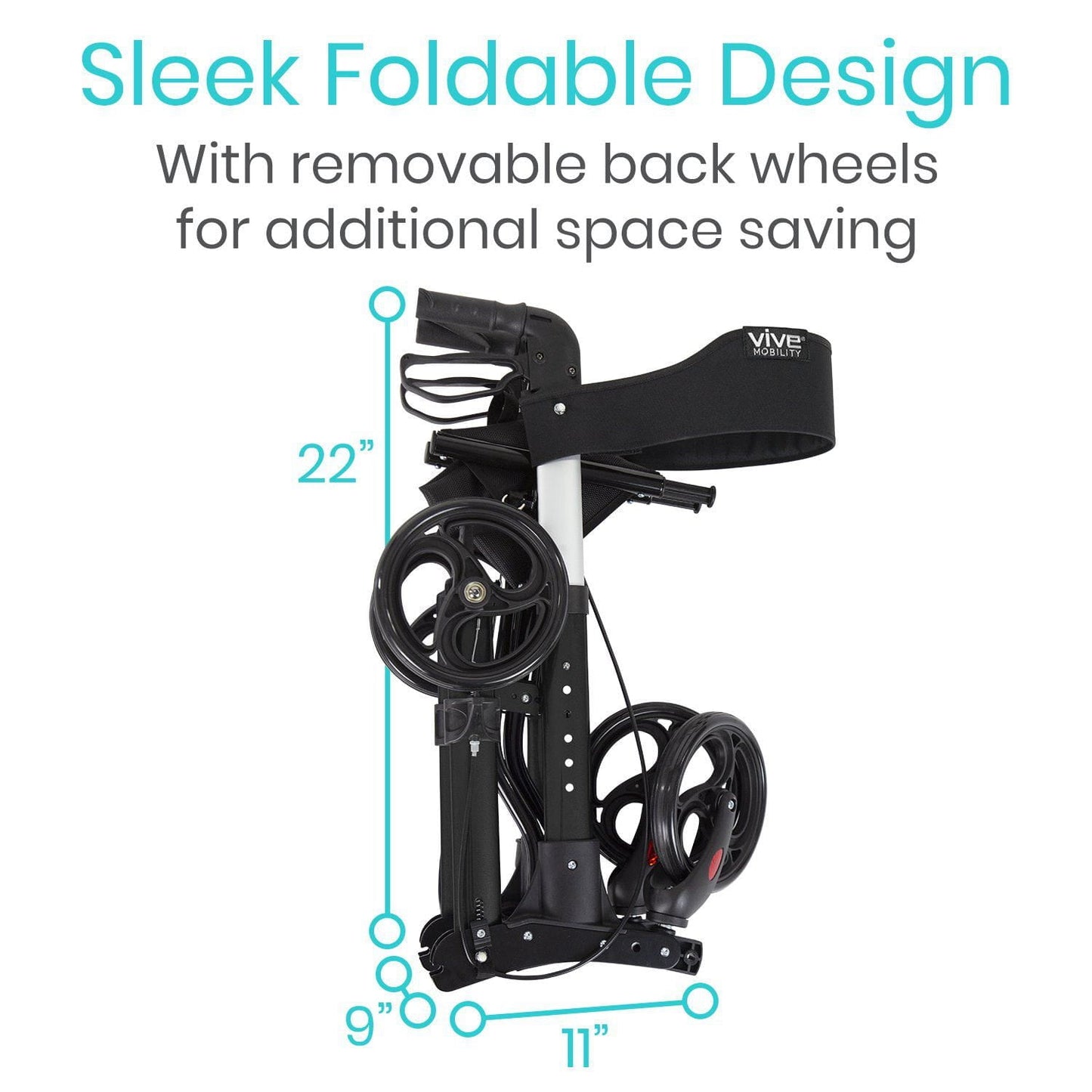 Vive Health Walker Rollator Lightweight Foldable Walking Transport MOB1010