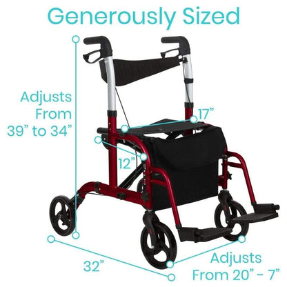 Vive Health Wheelchair Rollator MOB1018